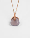 Sterling silver with 18K rose gold plating and purple chalcedony pendant for women