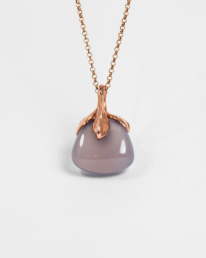 Sterling silver with 18K rose gold plating and purple chalcedony pendant for women