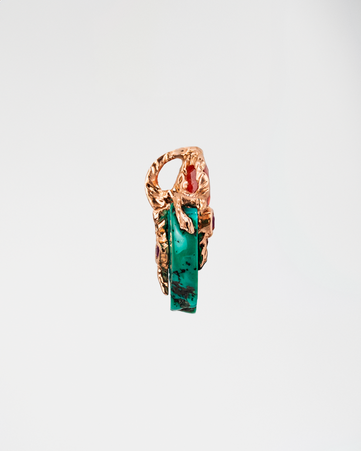 Side view of small Lava 18K Rose Gold Pendant with textured details